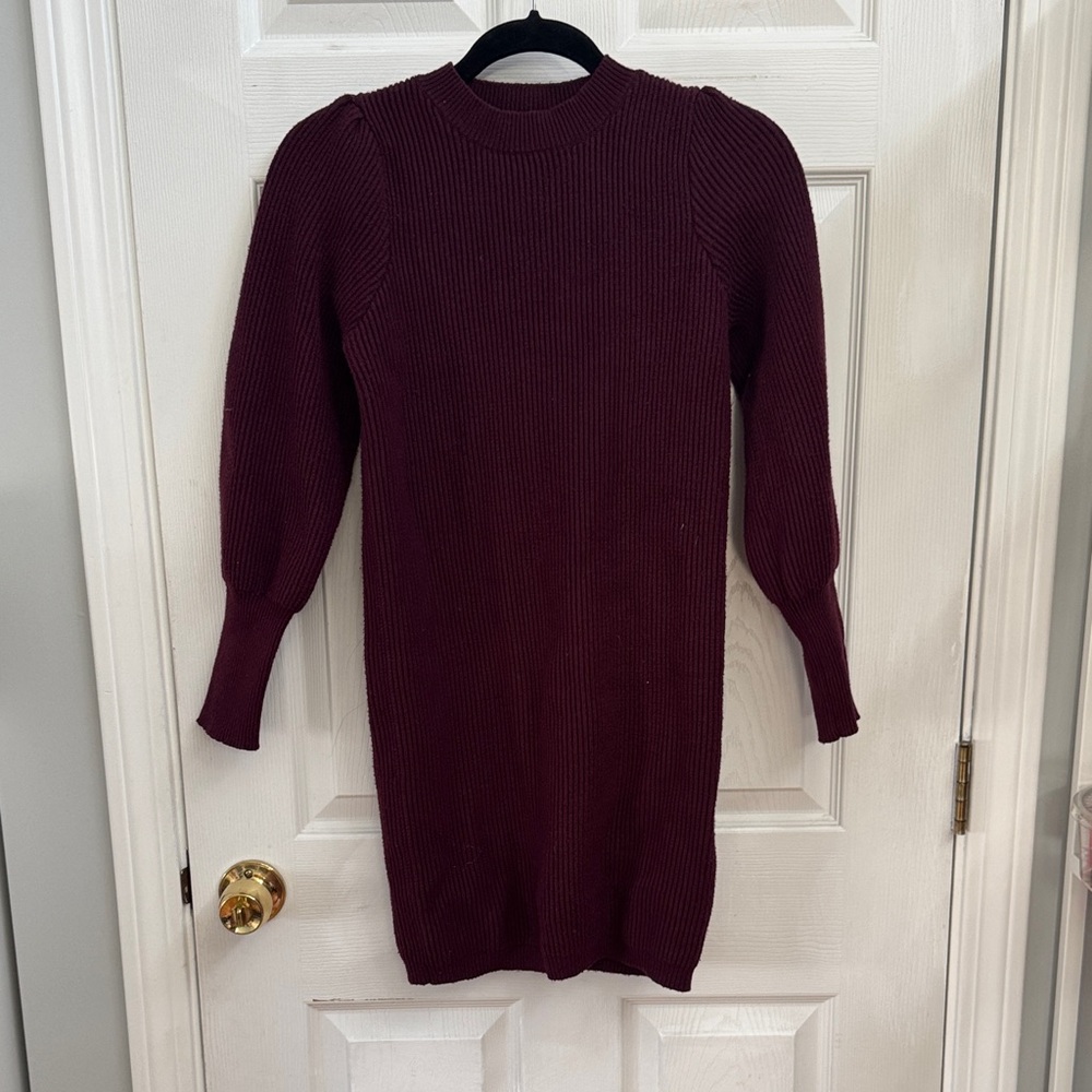 Lulus Burgundy Ribbed Sweater Dress (size M)